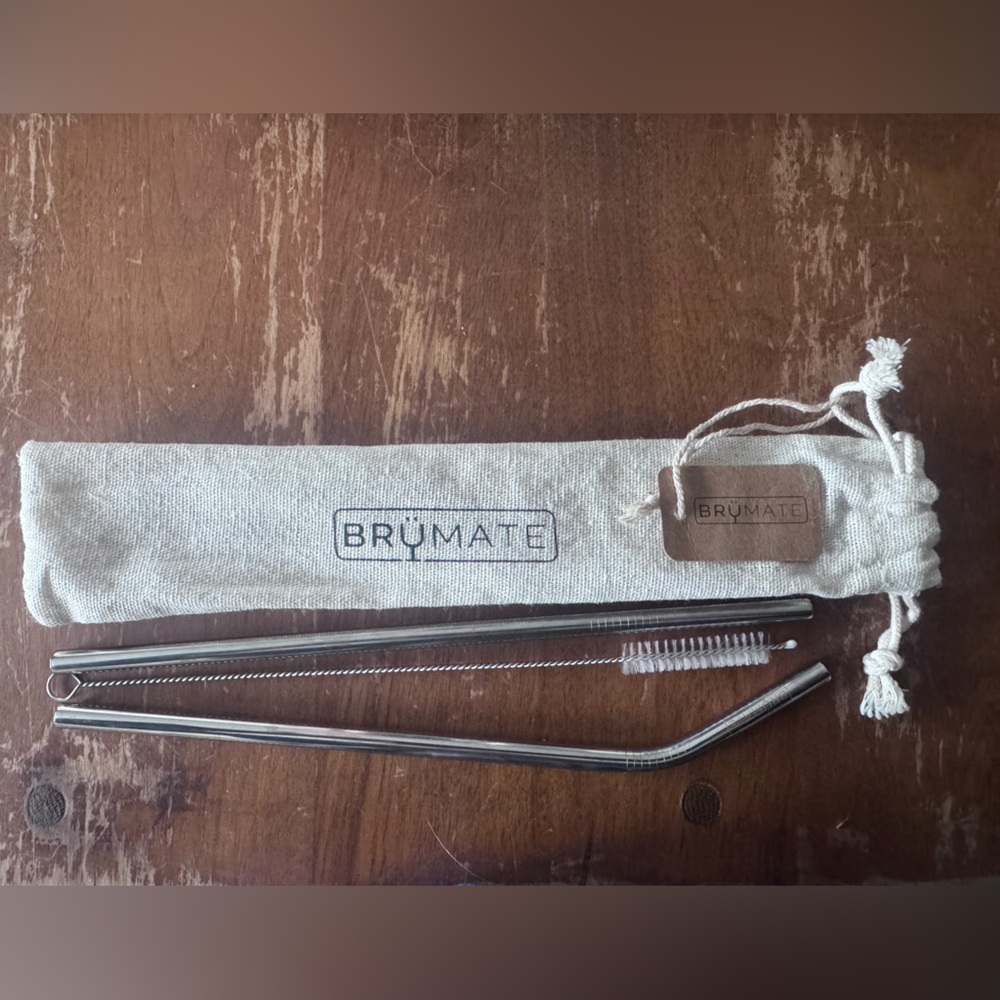 BruMate 2 Stainless Steel Reusable Straws Set NWT For Tumbler